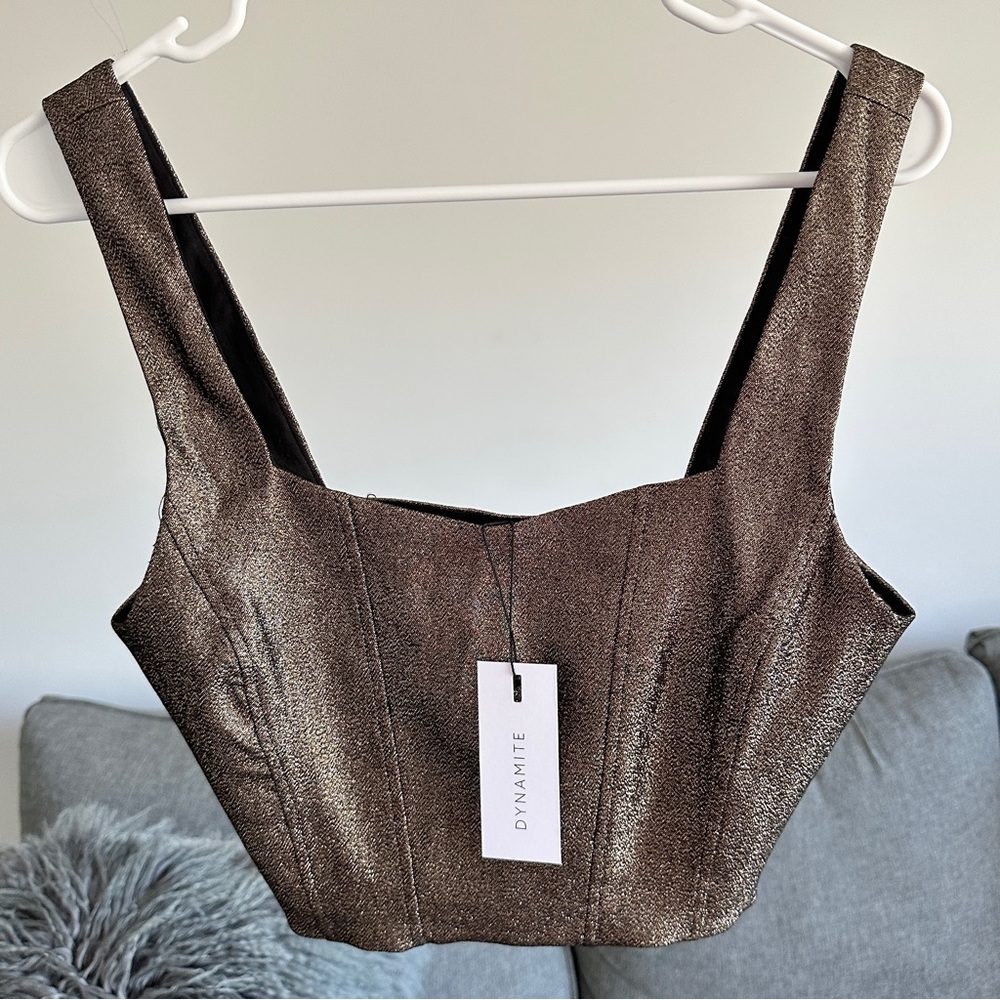 Dynamite Lurex Cropped Corset Top - Picture 5 of 9